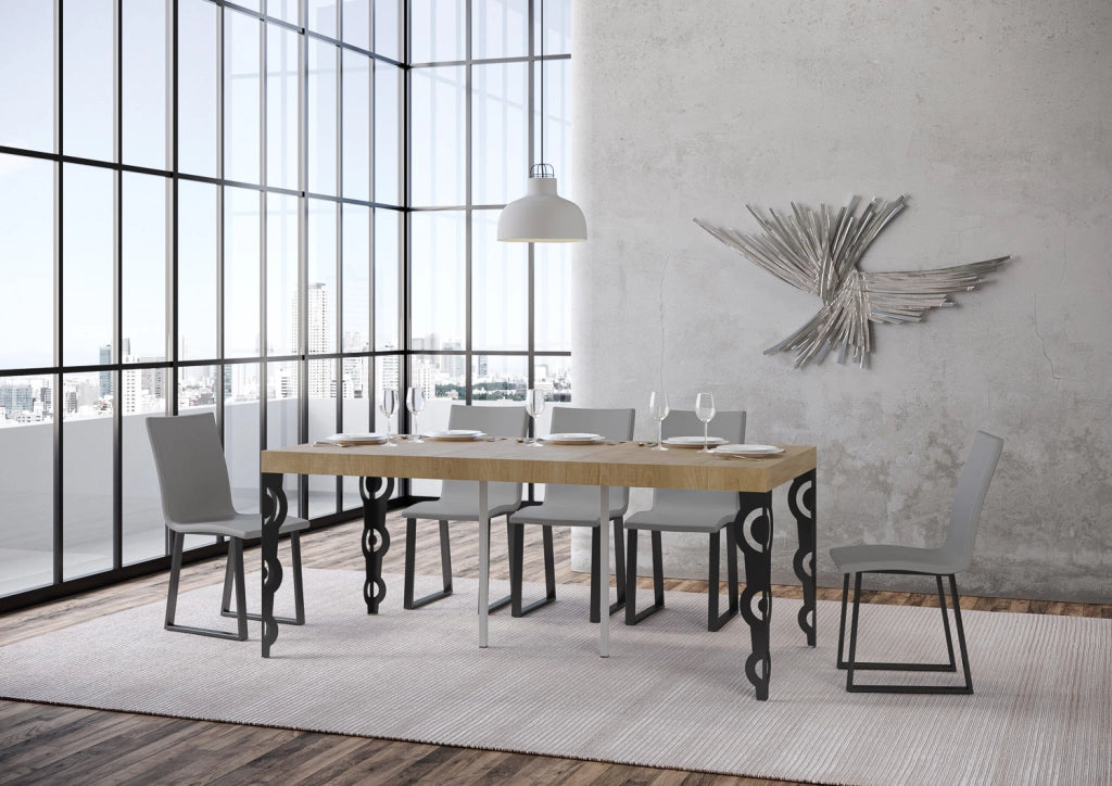 Consolle allungabile 90x40/300 cm Karayan Premium Quercia Natura telaio Antracite