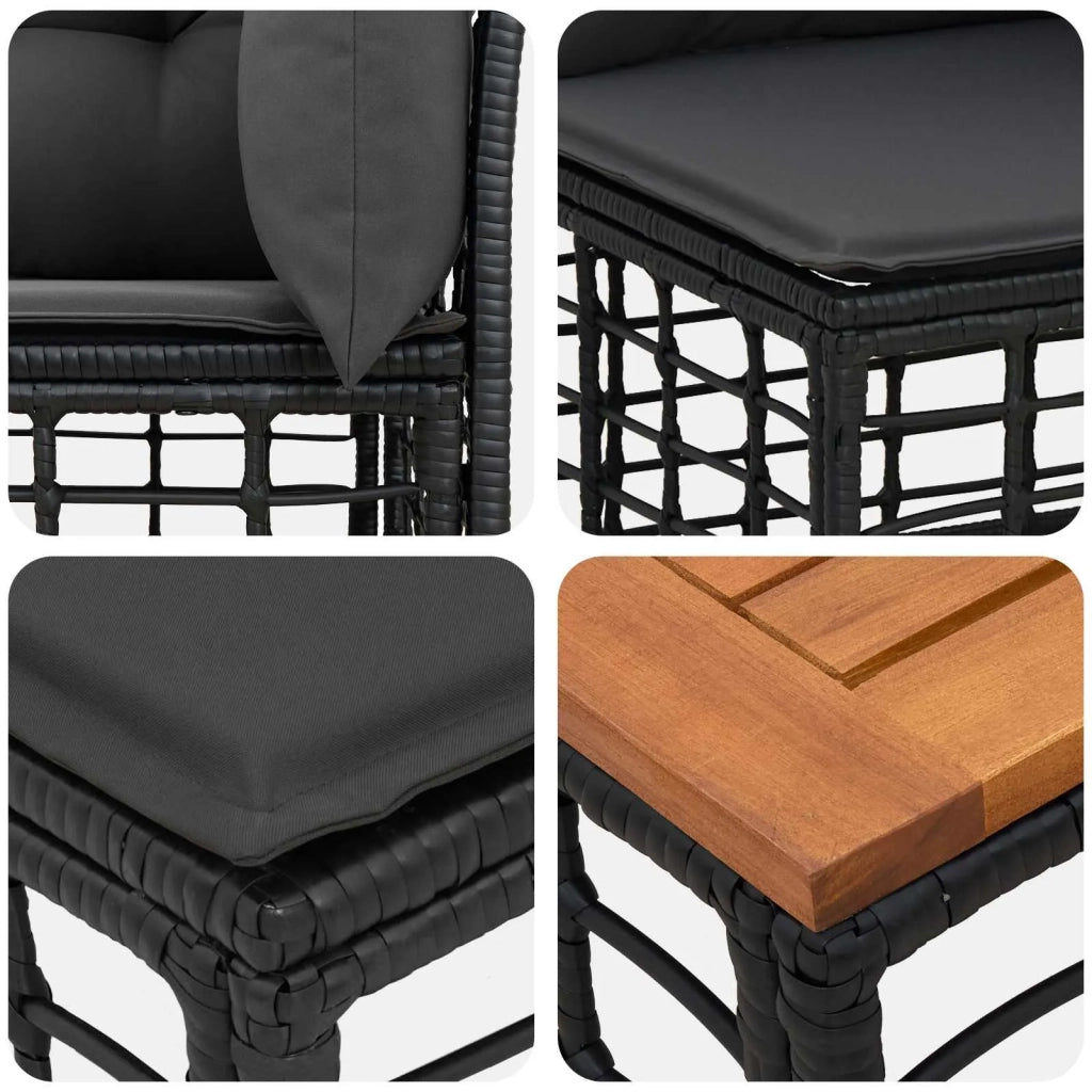 Set di divani da esterno 11 pz Nero e Grigio scuro polyrattan 3437623