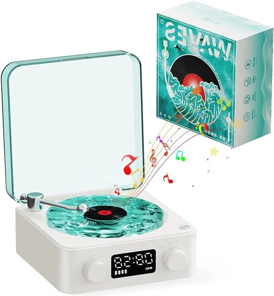 Vinile Bluetooth con Altoparlante - Illuminazione Ambientale Regolabile - Fonografo Portatile per Decorazione Interna