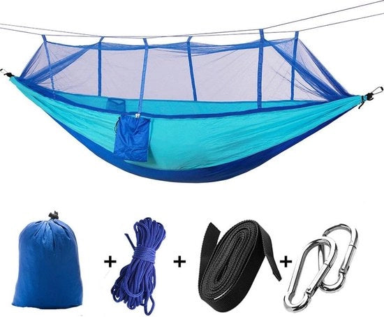 Hangmat con Sacca per Pioggia per Campeggio all'aperto - Tenda Paracadute Portatile per 2 Persone - 260 * 140cm-102 * 55in - Peso di Carico 200kg Hangmat per 2 persone
