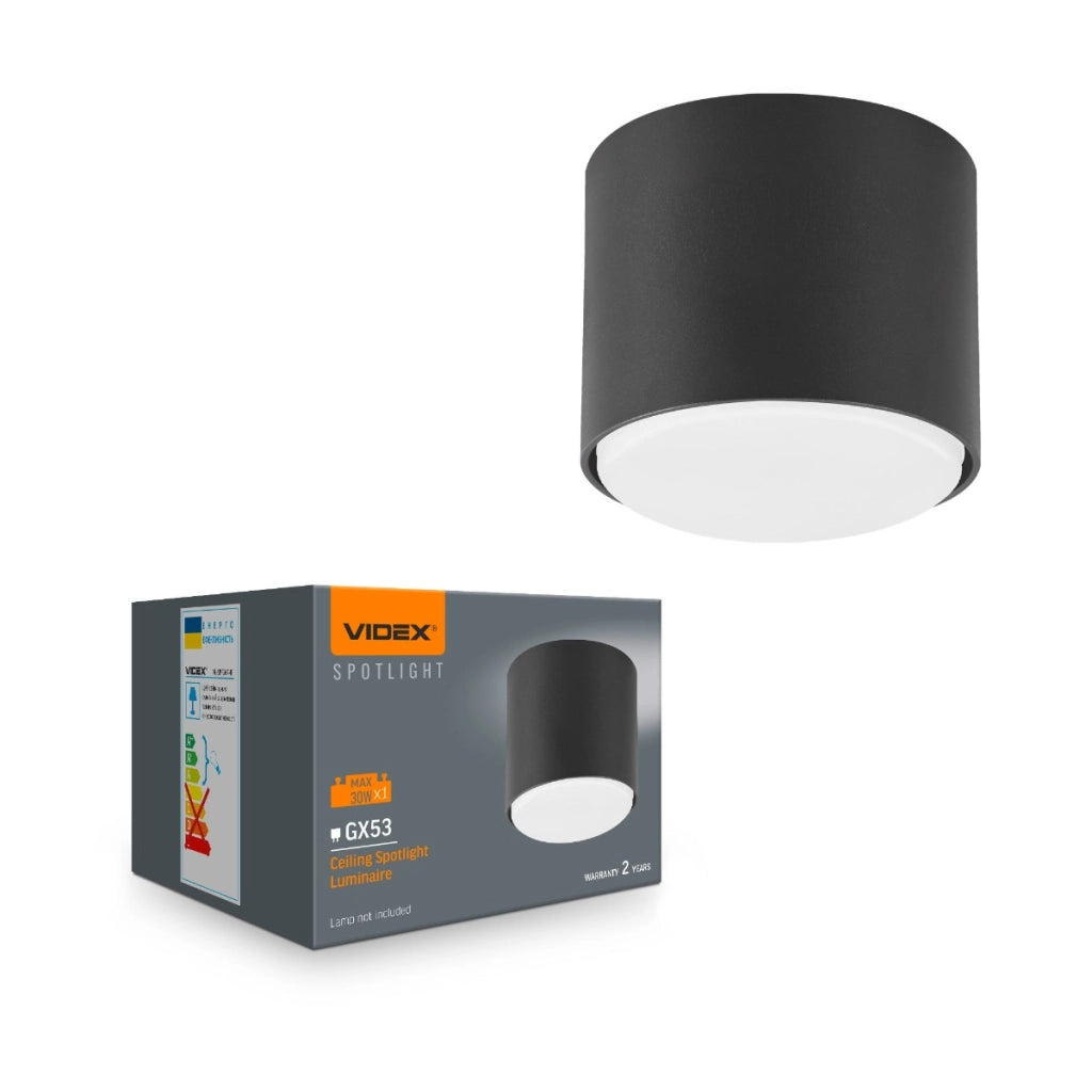 Plafoniera spot superficie nera GX53 1 luce Videx 30W