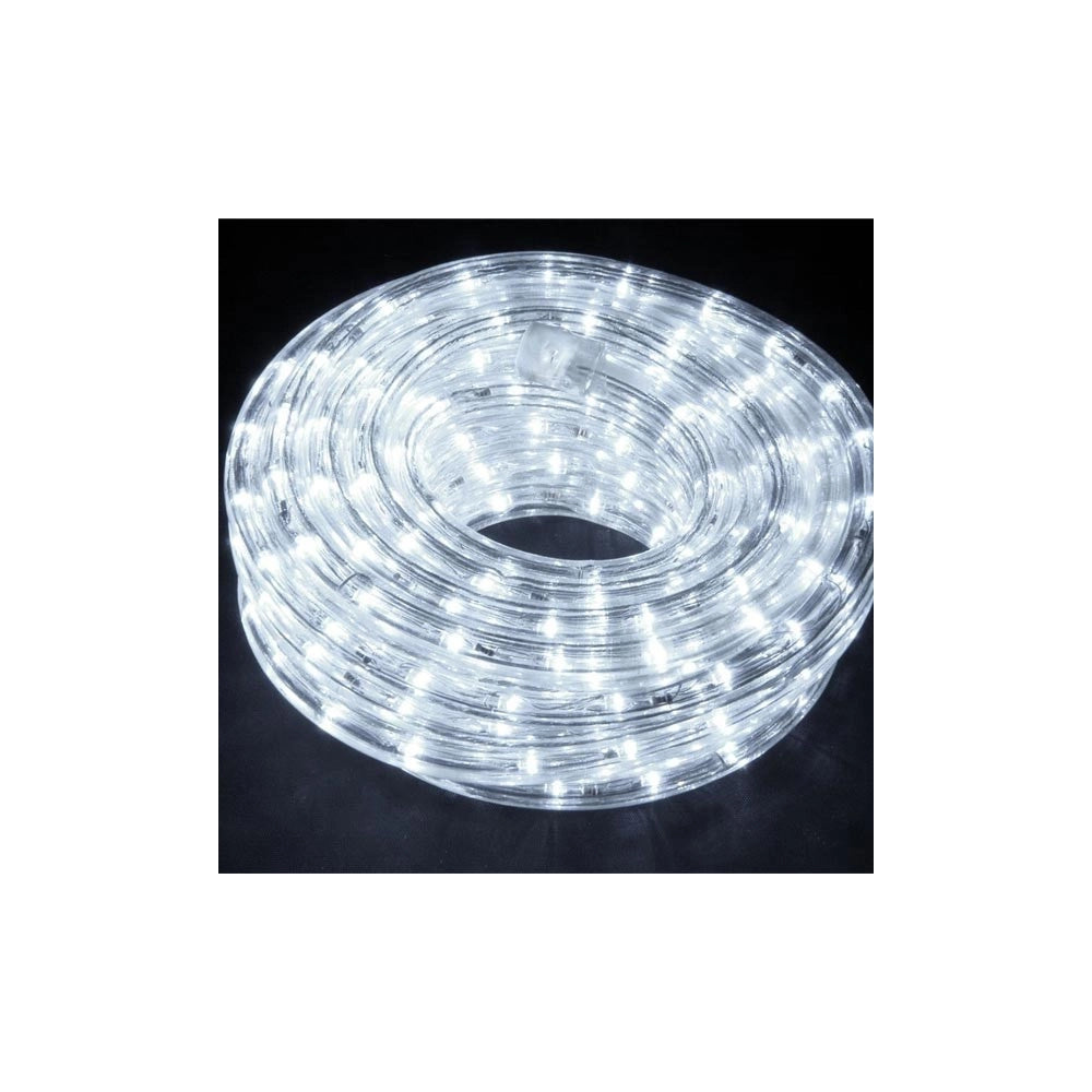 Trade Shop - Tubo Luminoso Natalizio 10 Metri Led Bianco Freddo Con Controller 8 Funzioni -