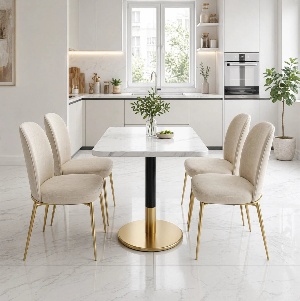 Tavolo da pranzo rettangolare per 2 persone 80x60 cm; bianco e nero