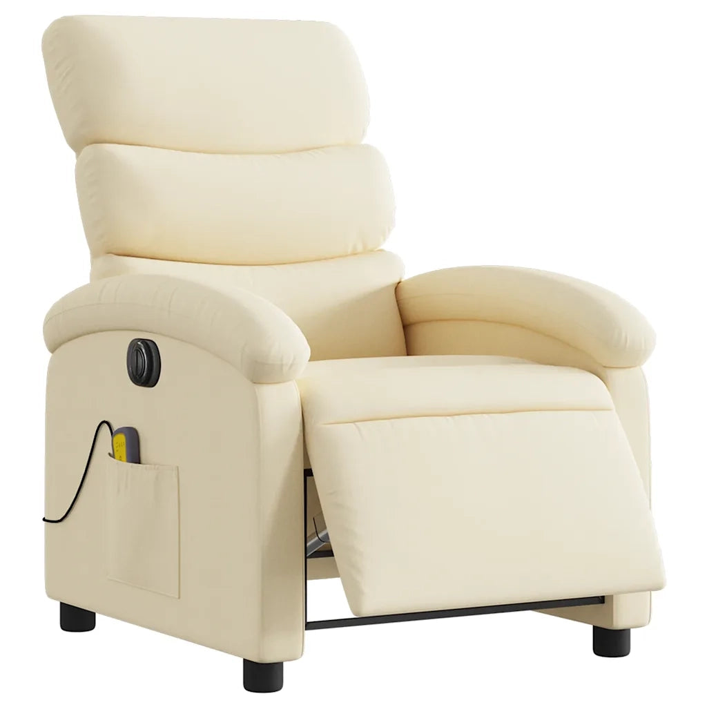 Divano Sedia-Poltrona Reclinabile Massaggiante Elettrica Crema in Tessuto 816862