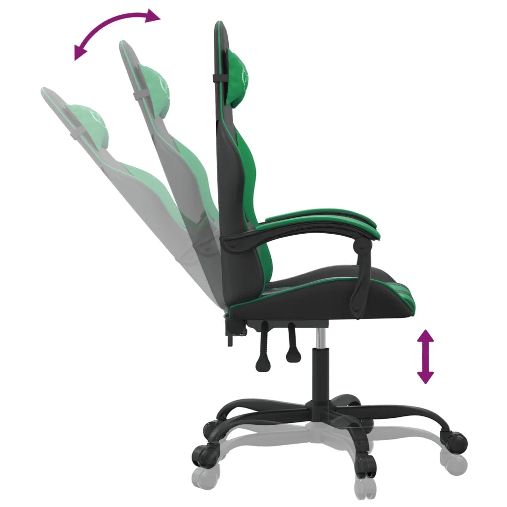 Sedia da Gaming Girevole Nera e Verde in Similpelle 349594