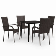 Set da Pranzo da Giardino 5 pz | Set Salotto da Giardino Marrone e Nero
