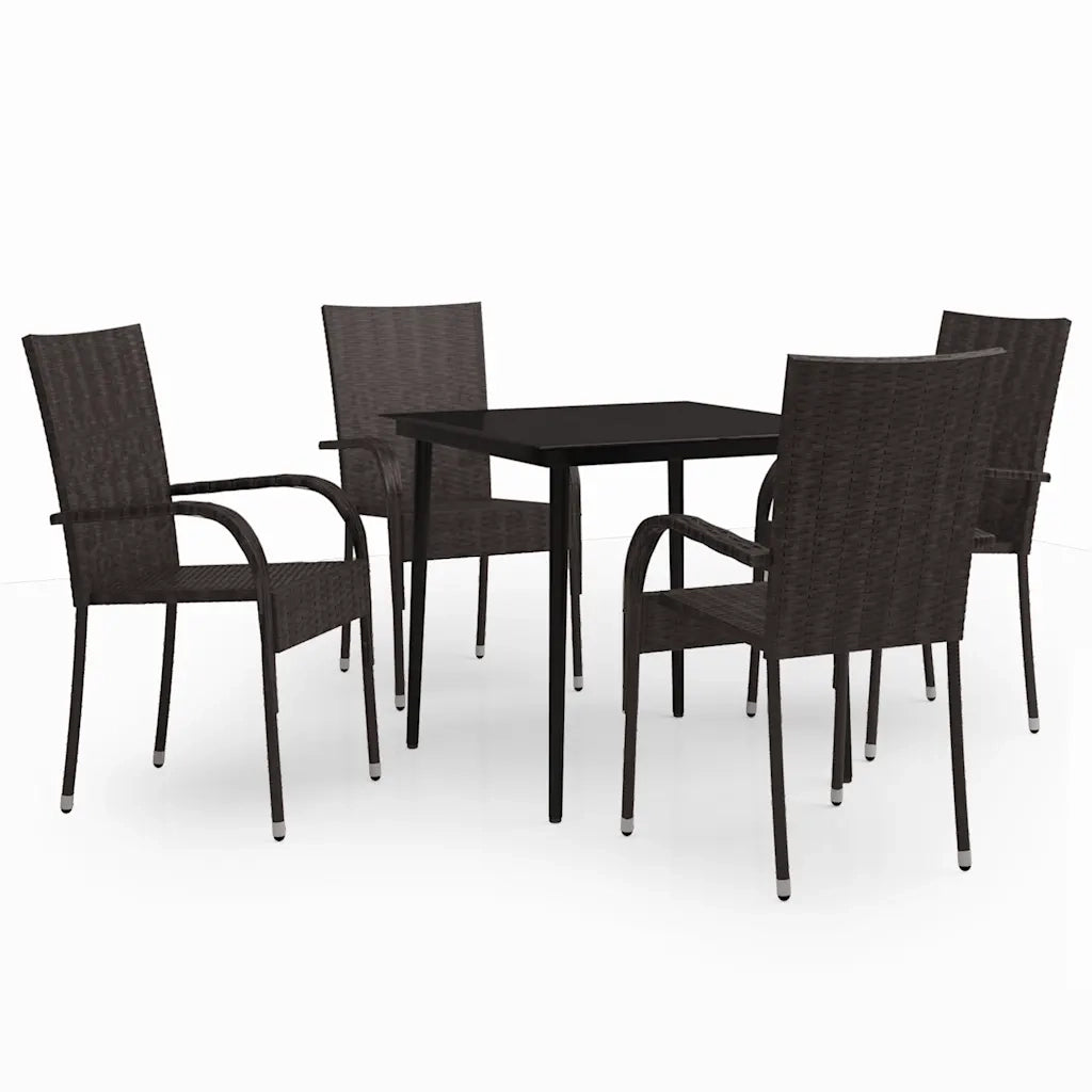 Set da Pranzo da Giardino 5 pz | Set Salotto da Giardino Marrone e Nero