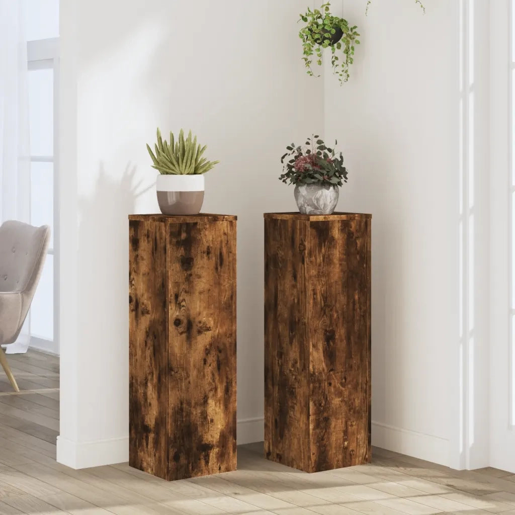 Supporti per piante | Sostegno per piante 2 pz Rovere 25x25x80 cm Legno Multistrato