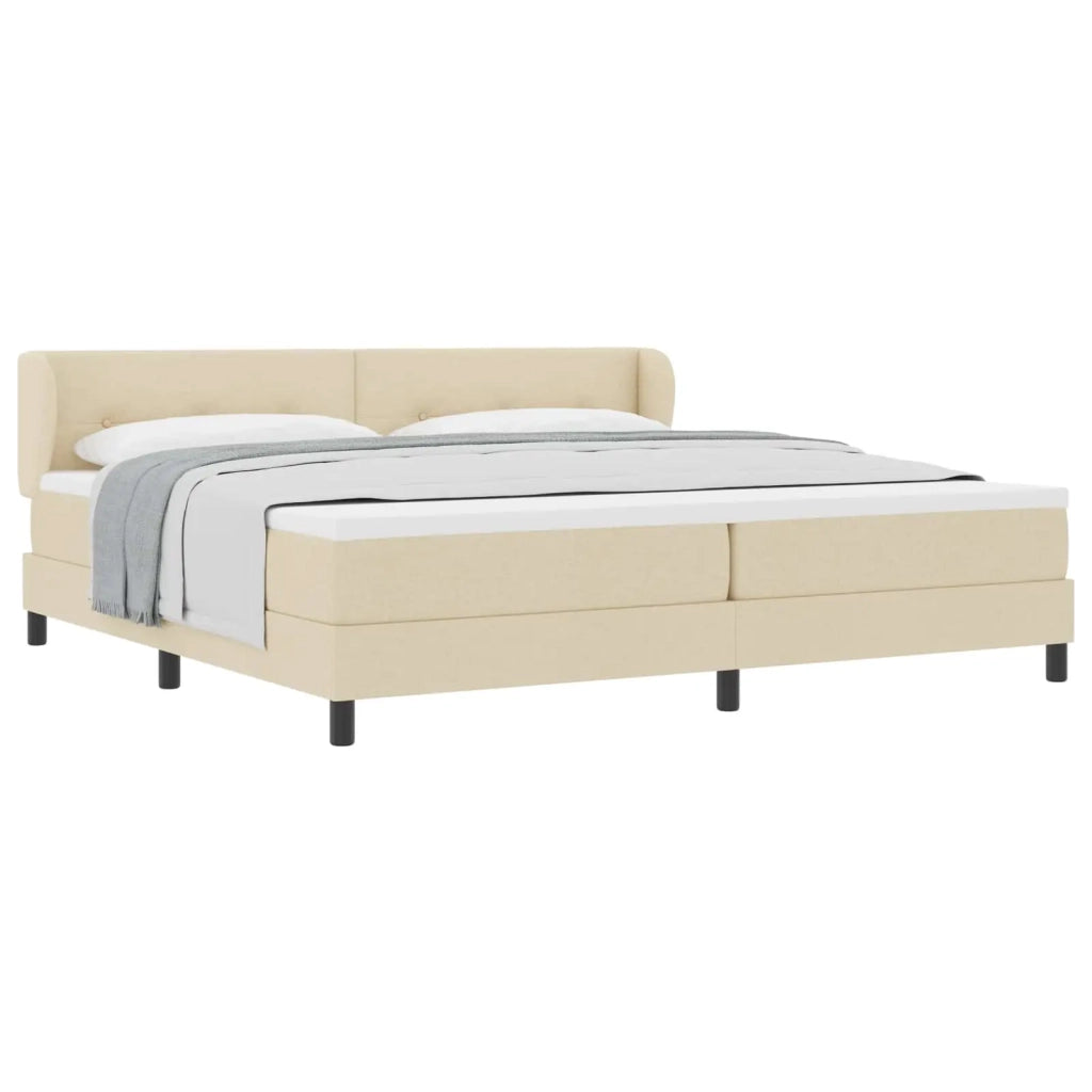 Letto a molle con materasso Crema 200 x 200 cm Tessuto 3340050