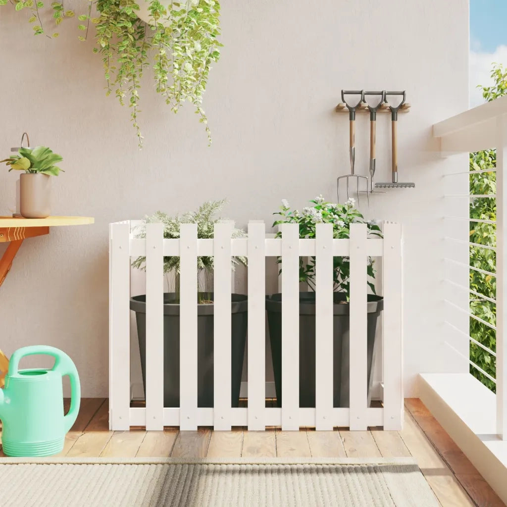 Fioriera Giardino a Recinzione Bianca 100x50x70cm Massello Pinocod mxl 107621