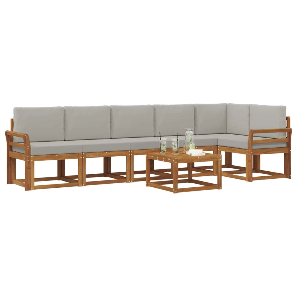 Set di divani da esterno 7 pcs Grigio Naturale e Chiaro 3366499
