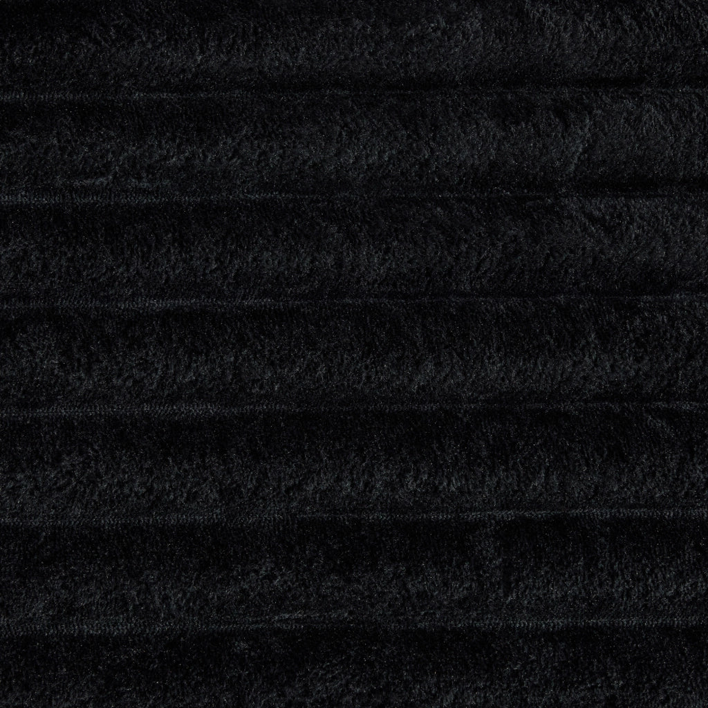 Divano letto 273x98x87 cm in velluto a coste nero con tasche e portabevande