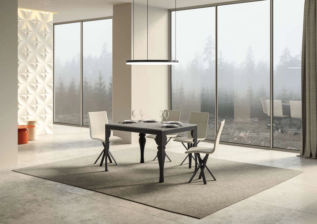 Tavolo allungabile 90x120/380 cm Paxor Evolution Cemento telaio Antracite