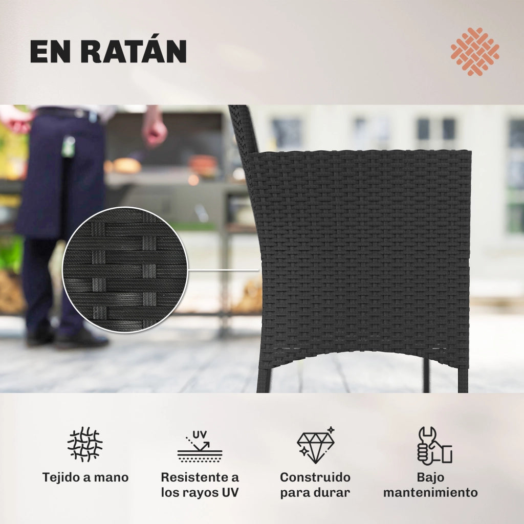 Set Divano Giardino in Polyrattan con Tavolino Vetro e Cuscini ¨C Zephmum ¨C Nero e Crema