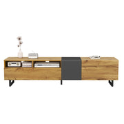 Mobile TV con 3 Ante e 2 Vani; Gambe in Metallo a U; Stile Retr¨°; in Pannelli di Particelle; 170¡Á42¡Á36;5 cm; Grigio Scuro