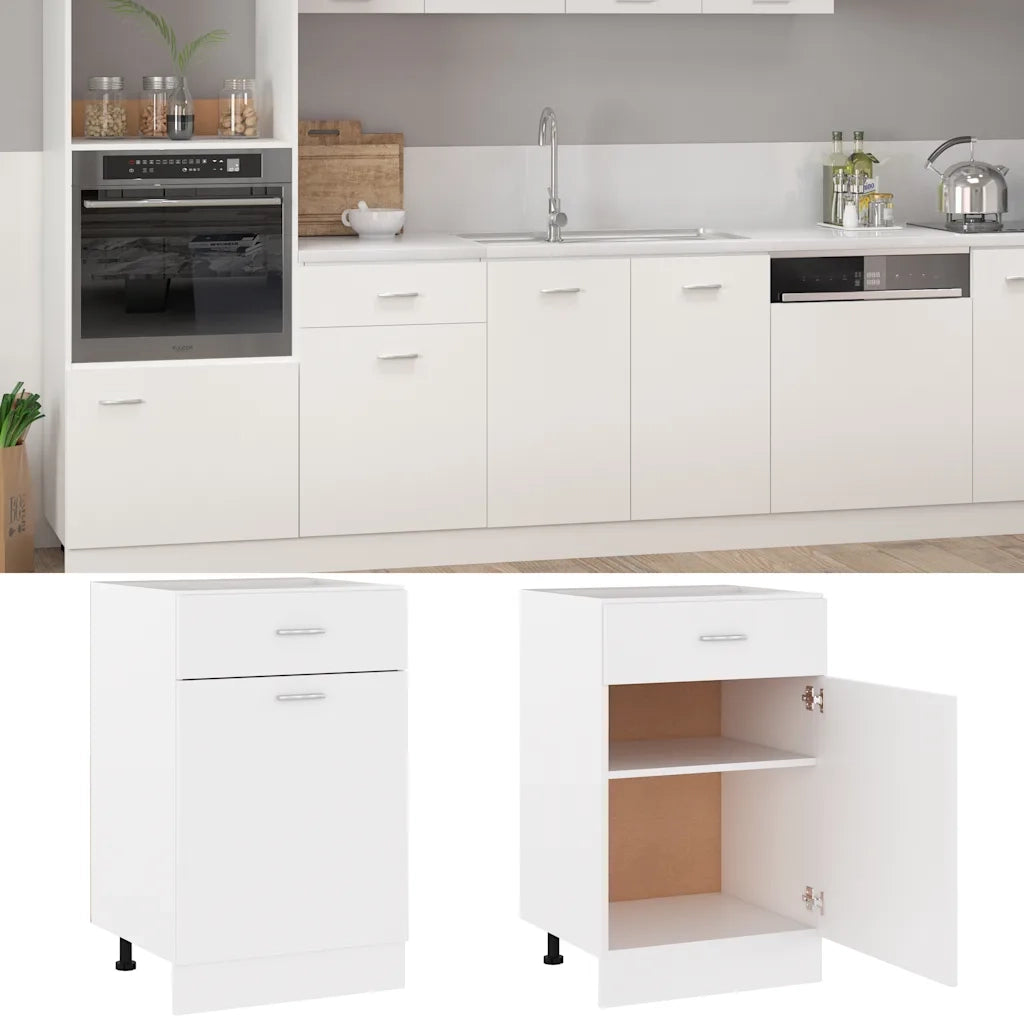 Pensile da cucina | Armadio con Cassetto ¡°Lyon¡± Bianco 50x46x81,5 cm