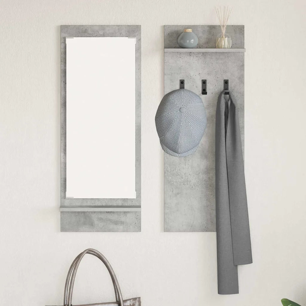 Appendiabiti a muro con specchio Grigio cemento 70 x 10 x 90 cm CFW7953895