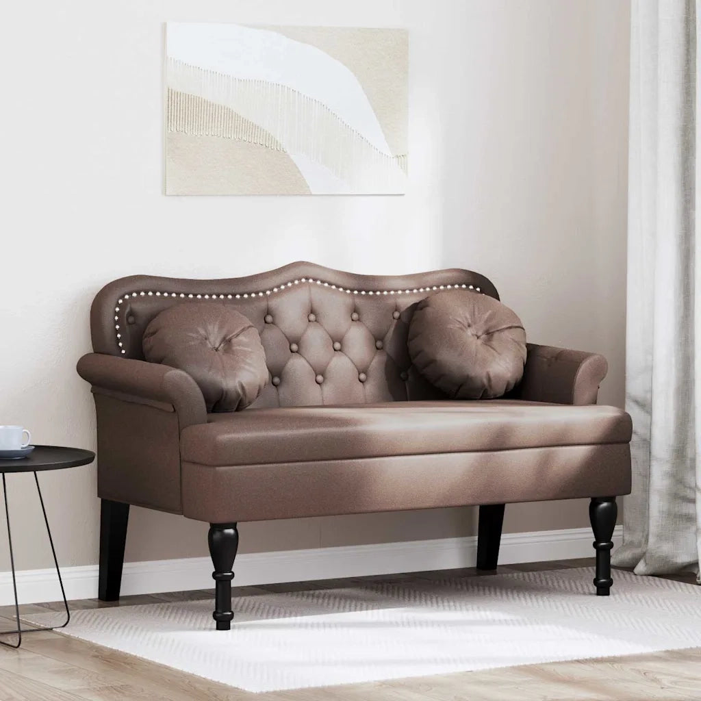 Panca Chesterfield Marrone 120,5 x 65 x 75 cm Pelle Sintetica CFW1498540