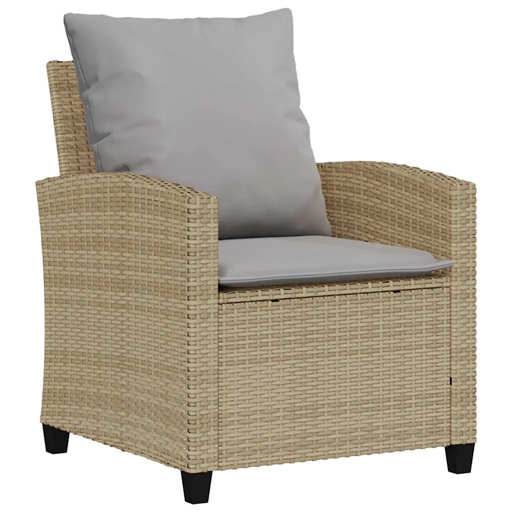 Set Divano da Giardino 4 pz con Cuscini Beige in Polyrattan