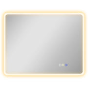 SPECCHIO DA BAGNO LED BLUETOOTH, CON INTERRUTTORE TOUCH, LUCE REGOLABILE, 3 COLORI, ANTI-APPANNAMENTO, 70 X 90 CM, ARGENTO
