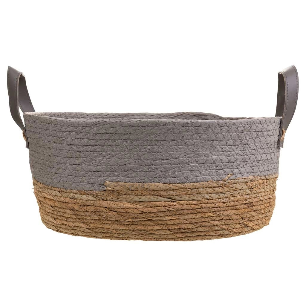 Cesto in corda intrecciata grigia 40x30x18h