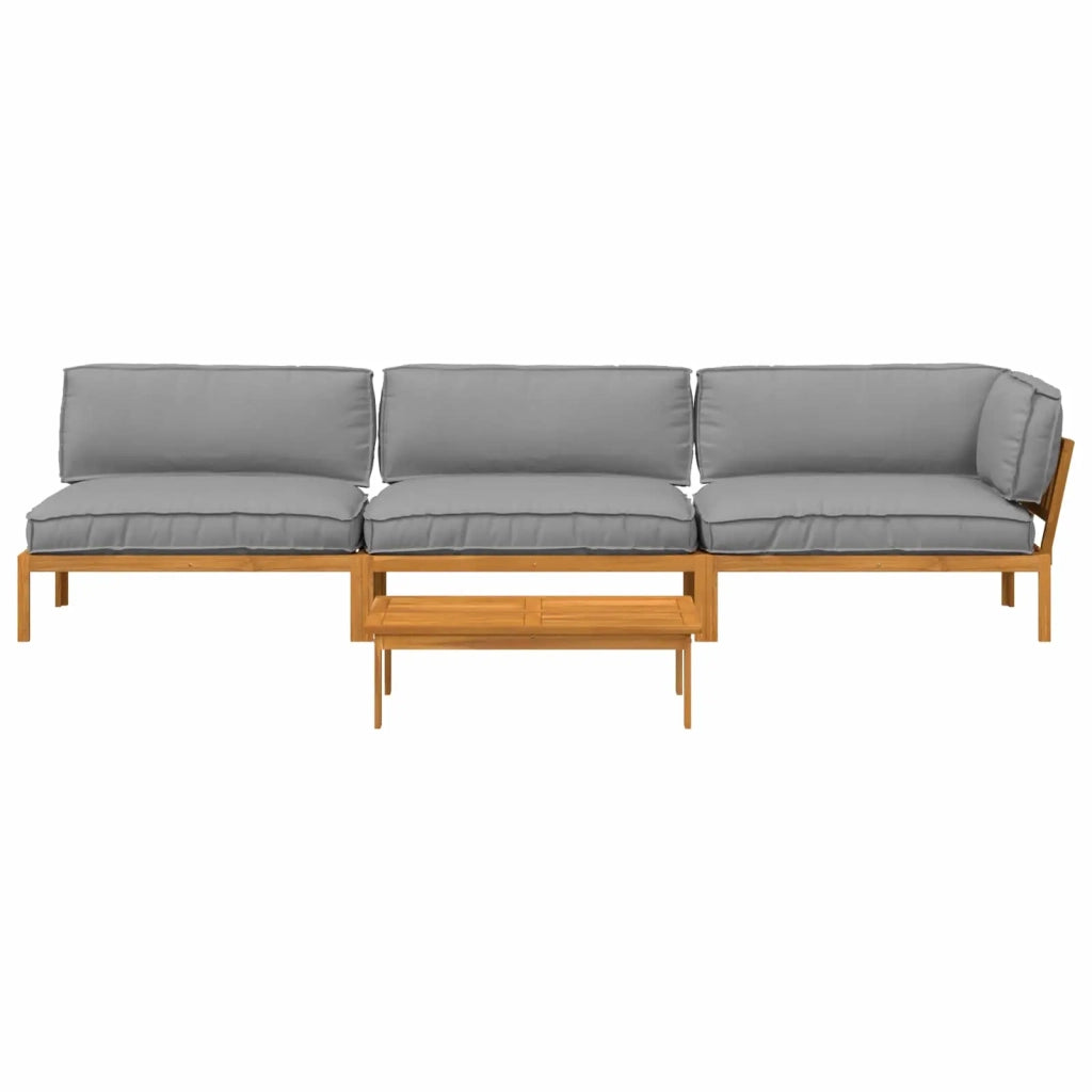 Set di divani con cuscino 4 pcs Grigio Legno di Acacia Massello 3418485