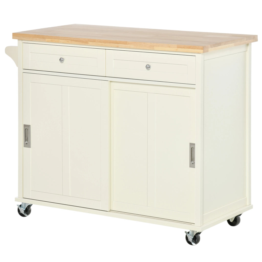 Isola Cucina con Cassetti e Armadietto ¨C Zephmum ¨C Bianco 110x49.5x89.5 cm