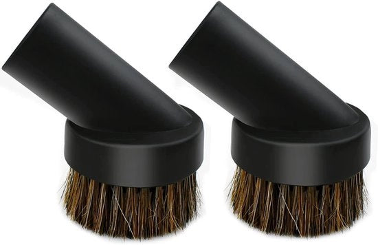 Due pezzi di spazzole a forma rotonda in seta nera 25 mm, adatte per la maggior parte degli accessori per aspirapolvere con diametro interno di 32 mm