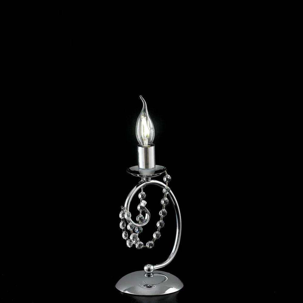 Lumetto Shabby Chic Magda Metallo E Cristallo Cromo E Cristallo 1 Luce E14
