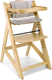 Sedia per bambini regolabile in altezza - seggiolina da tavola in legno con cuscino - cintura di sicurezza a tre punti - legno massello.