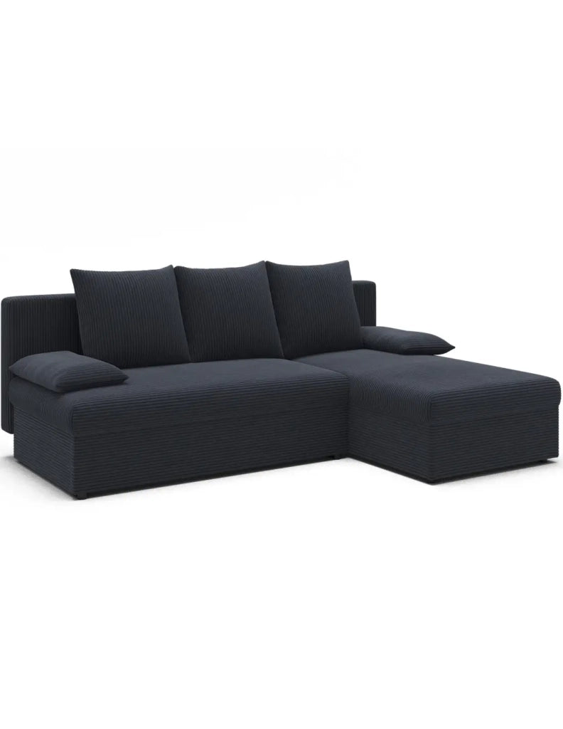 Divano ad angolo Grigio scuro 3 posti in schiuma T30 206x90x146cm GINA
