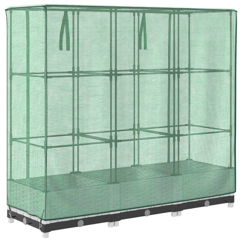 Aiuola rialzata/fioriera con copertura effetto rattan 120 x 40 x 123 cm bianco 02_0038734