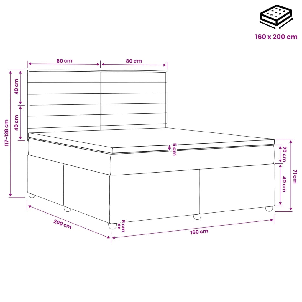 Letto box spring con materasso Grigio Chiaro 160 x 200 cm 3454424
