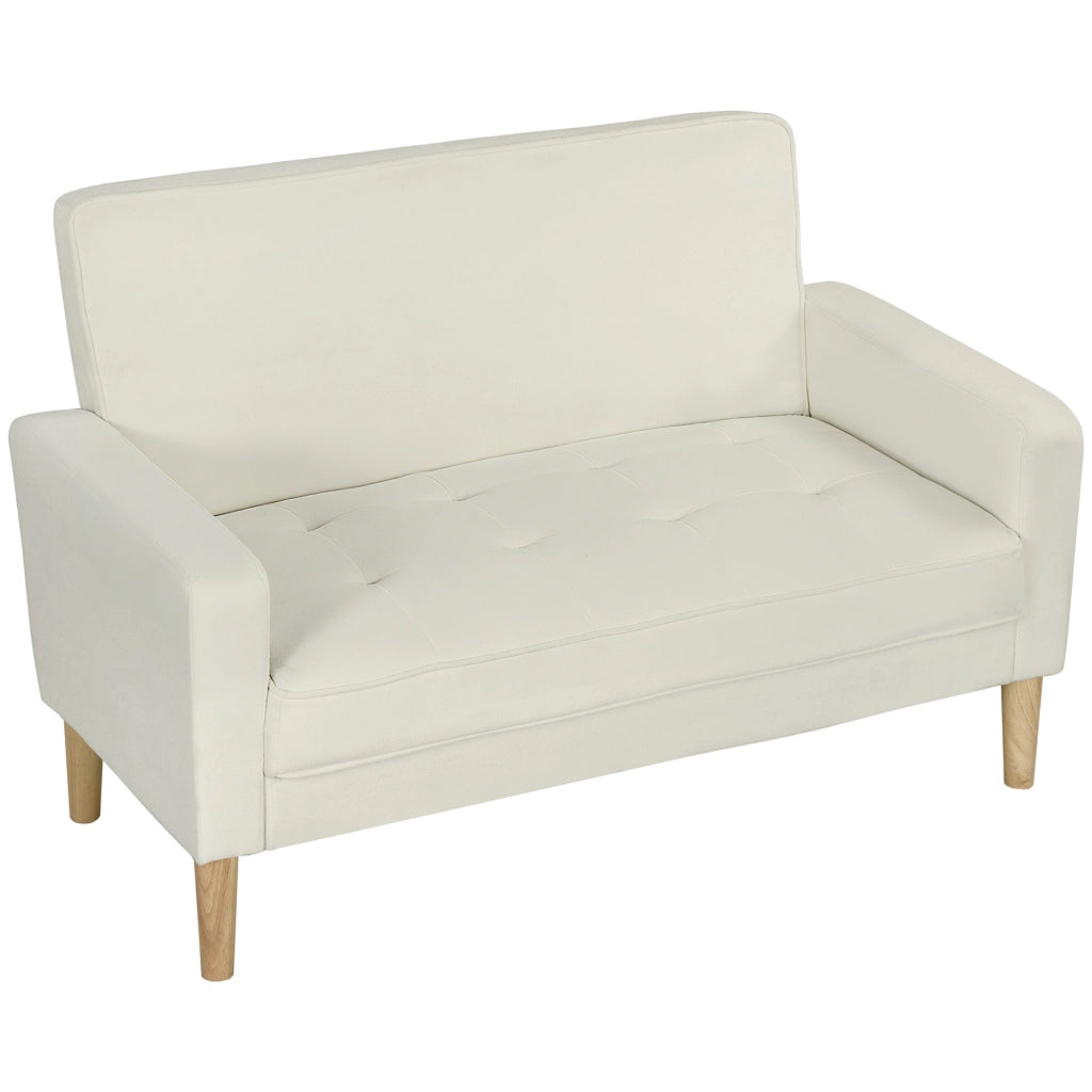 Divano 2 posti in tessuto crema con gambe in legno ¨C zephmum ¨C crema