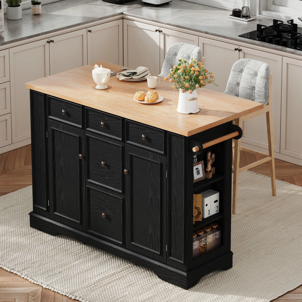 Isola Cucina Allungabile con Cassetti e Prese ¨C MINIMAL ¨C Nero