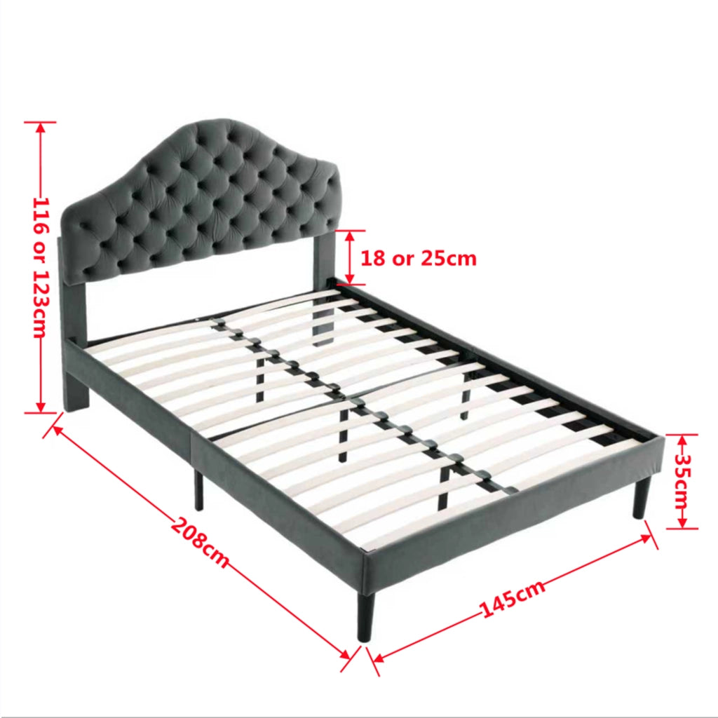 Letto imbottito in velluto beige dimensioni 140x200 cm