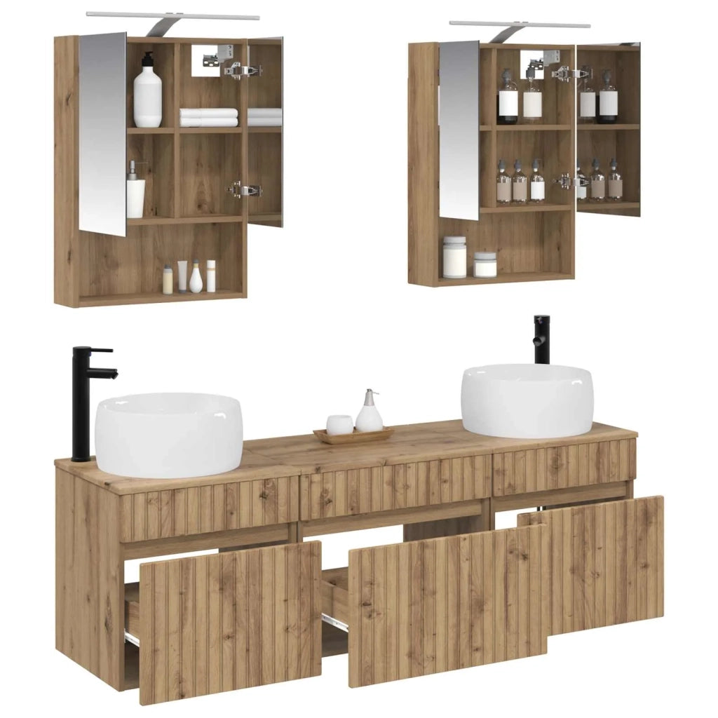 Set di Armadi da Bagno 5 pcs Rovere Artigianale 3406646