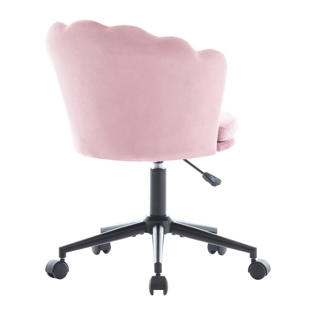 Sedia da ufficio girevole regolabile in altezza con cuscino lombare e seduta imbottita in velluto rosa