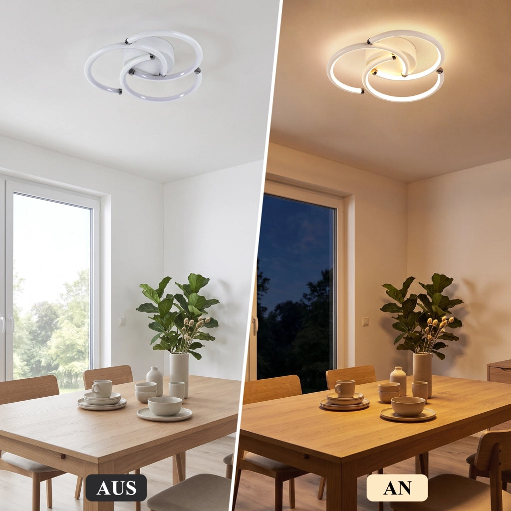ZMH Lampada da Soffitto LED 24W 3000K Bianca Anelli Moderna in Metallo per Sala da Pranzo Camera Bambino Ufficio