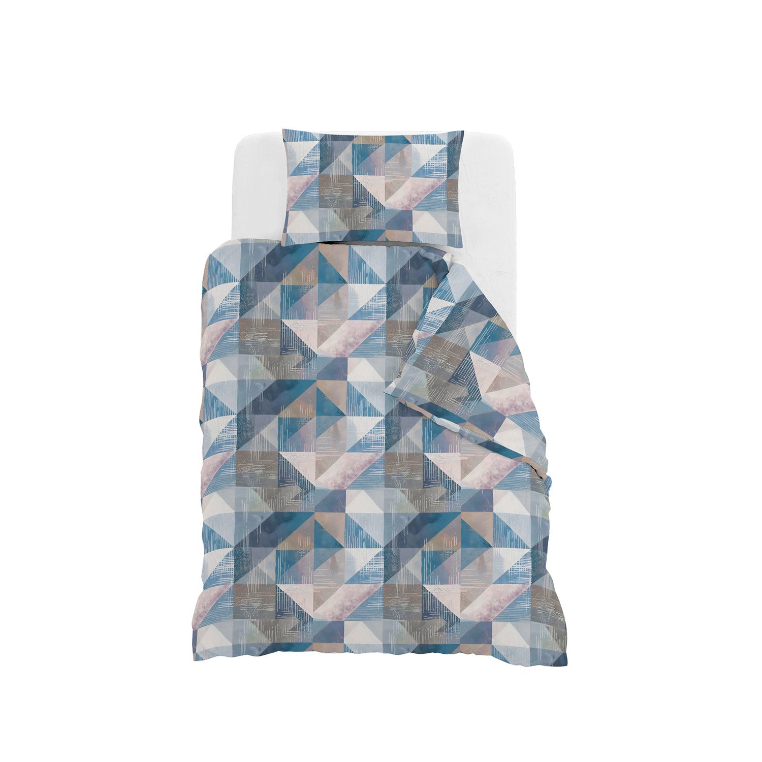 Copripiumino Singolo con Stampa sul Sacco e Federa Linea River Sepik Blue