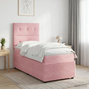 Letto box spring con materasso Rosa 80 x 200 cm Velluto 3454498