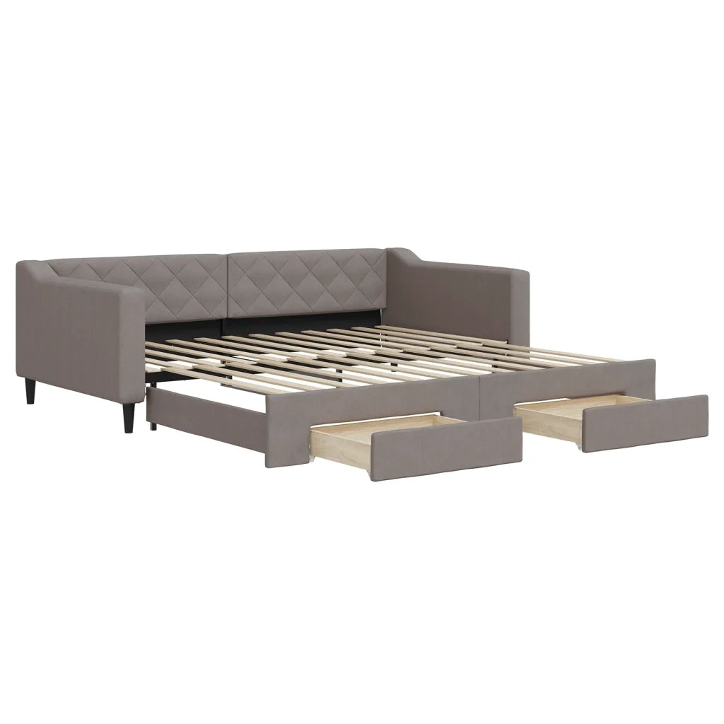 Divano Letto Estraibile con Cassetti-Sofa Letto-Daybed Tortora 100x200 cm Tessuto 619808