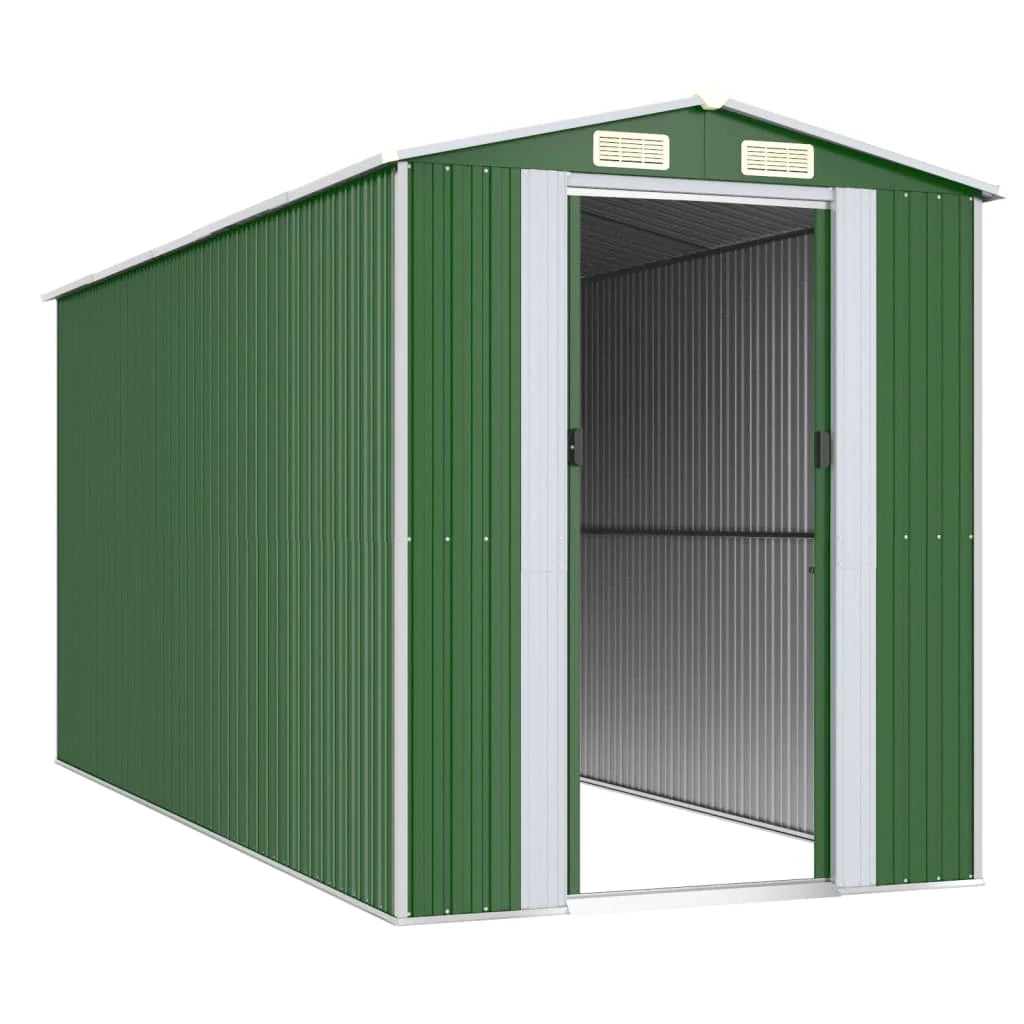 Casetta da giardino cabina ripostiglio casetta da esterno robusta casetta per attrezzi 192 x 440 x 223 cm acciaio zincato verde 02_0022364/2