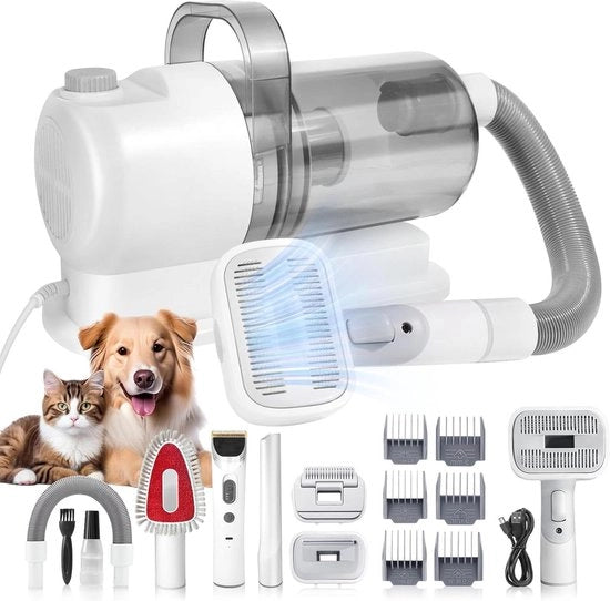 Set di cura per animali domestici professionale - aspirapolvere per animali silenzioso - taglia pelo per animali domestici professionale con 6 strumenti di cura