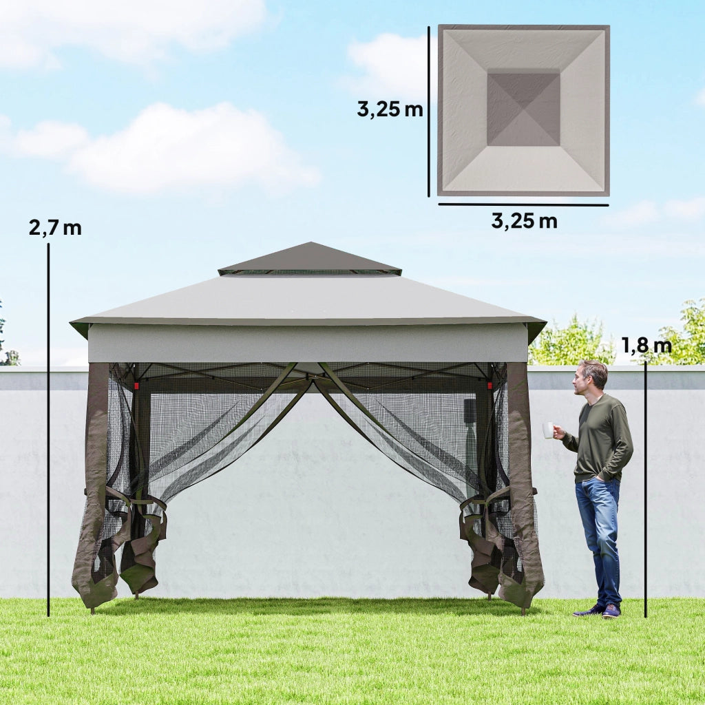 Gazebo pieghevole con pareti grigio ¨C Minimal ¨C 325x325x270 cm