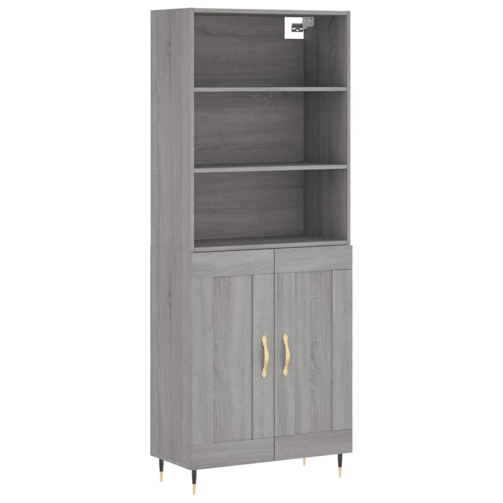 Buffet credenza cassettiera armadio mobile contenitore organizer cucina soggiorno salotto rovere Sonoma alto 69,5 x 34 x 180 cm legno ingegnerizzato grigio 02_0035601