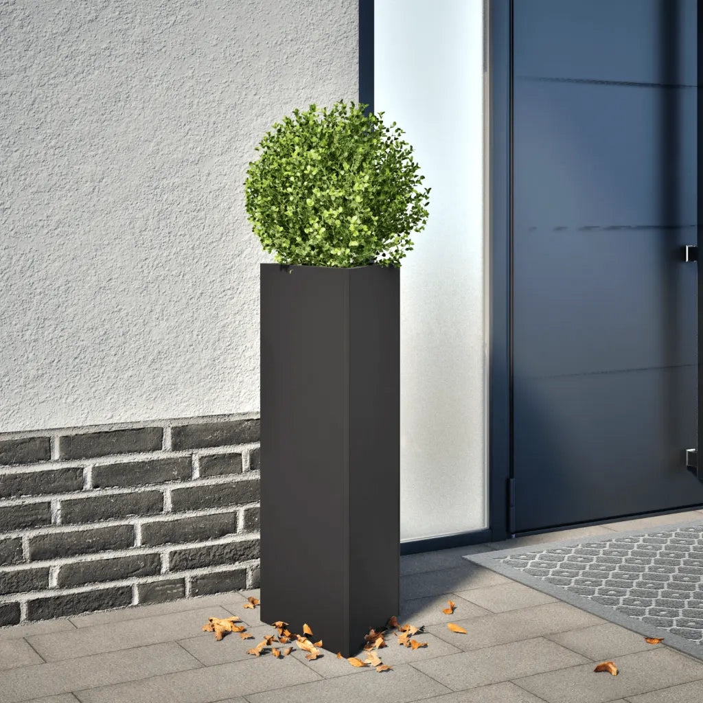 Fioriera da Giardino Nera Triangolare 30x26x75 cm in Acciaio 851143