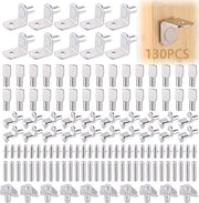 130 pezzi kit di sostegno per pannelli in 6 stili, chiodi per pannelli, supporti metallici e sostegni per pannelli di sostegno in vetro, aste per pannelli di cucina, pannelli di sostegno per armadi, pannelli di sostegno per mobili, sostegni in metallo.
