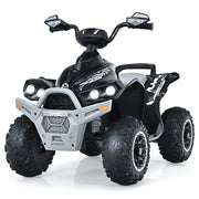 Quad giocattolo 12V alimentato a batteria con luci LED musica e pedale, Quad adatto per bambini 3-8 anni Nero-Macchinine giocattoli