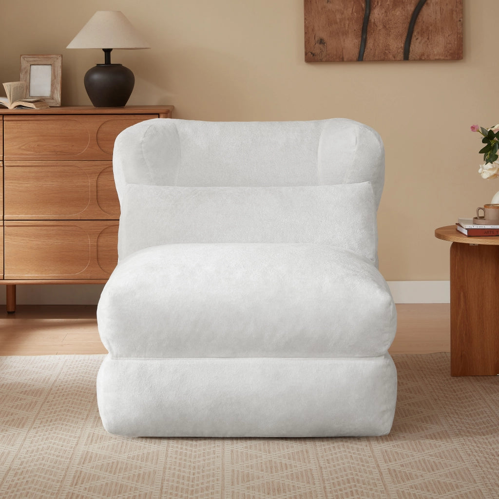 Poltrona convertibile singola con design unico funzione poltrona e chaise longue in schiuma bianco 31 × 31 × 107 cm